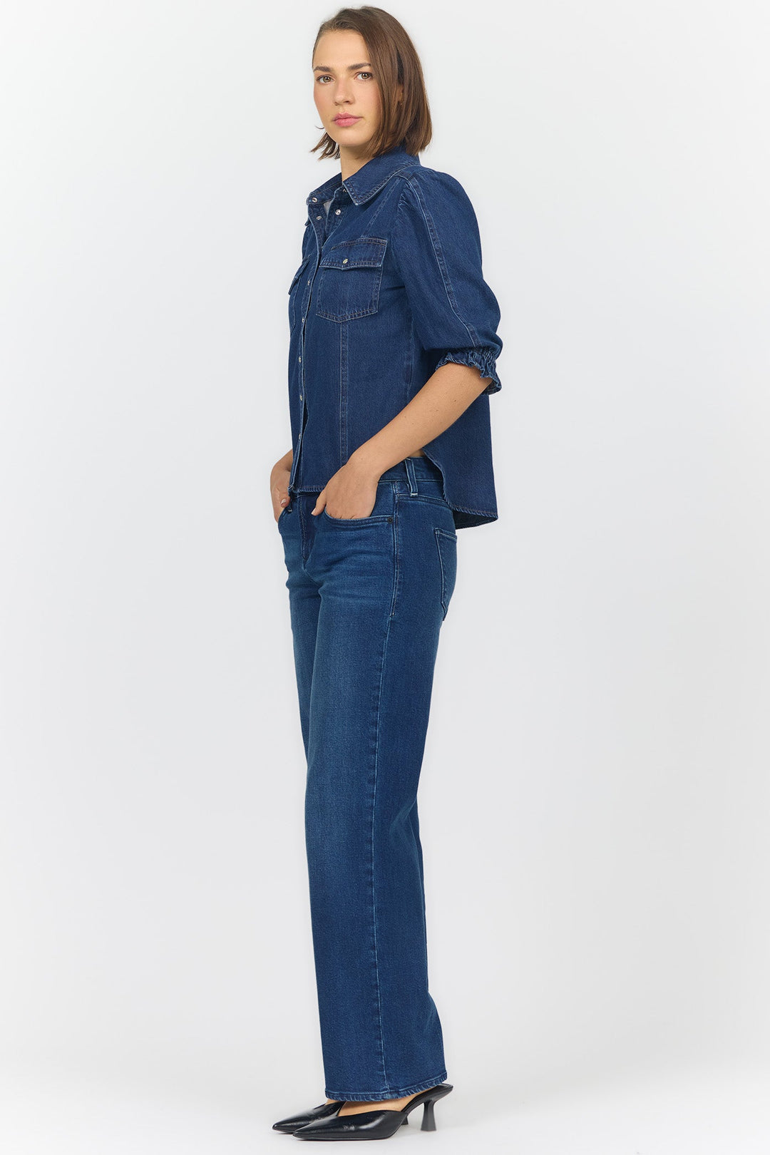 ANTONIA ELBOW SLEEVE BLOUSE DARK COBALT