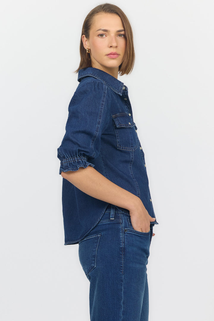 ANTONIA ELBOW SLEEVE BLOUSE DARK COBALT