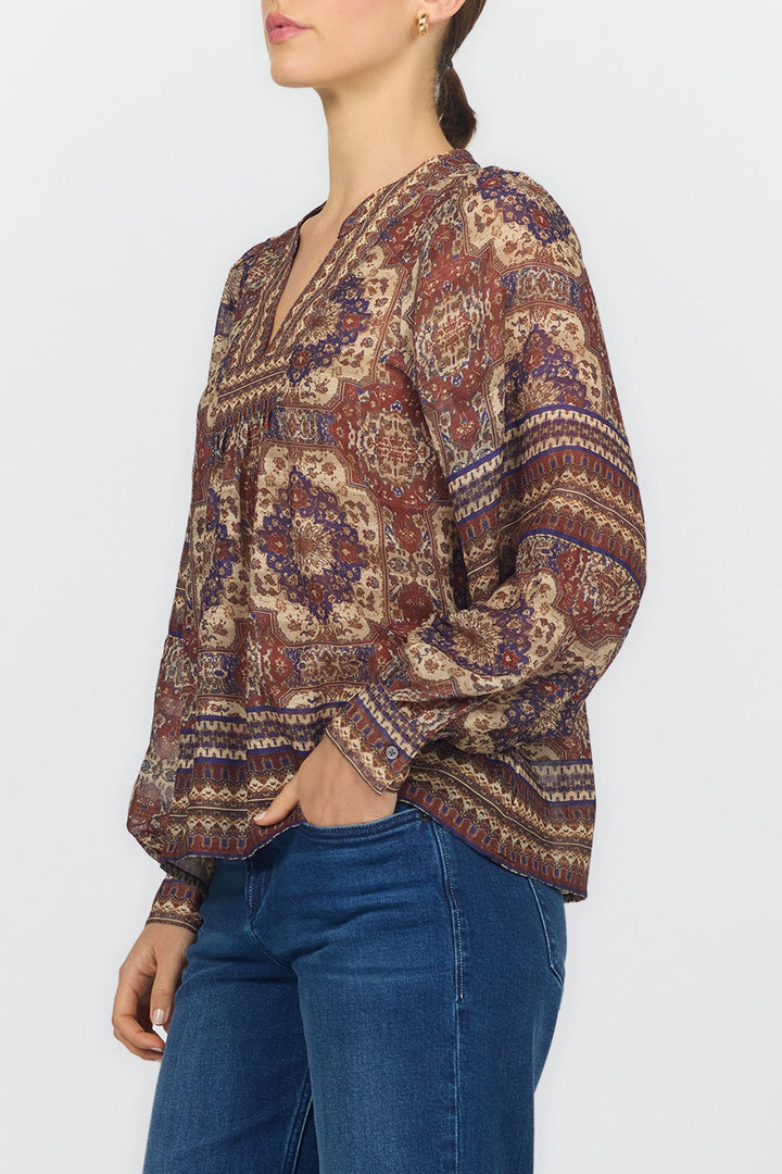 MAISY V-NECK LONG SLEEVE BLOUSE PERSIAN TAPESTRY