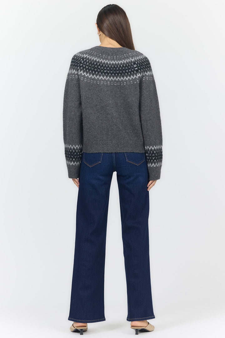 AMINA CREW NECK LONG SLEEVE SWEATER CHARCOAL GREY