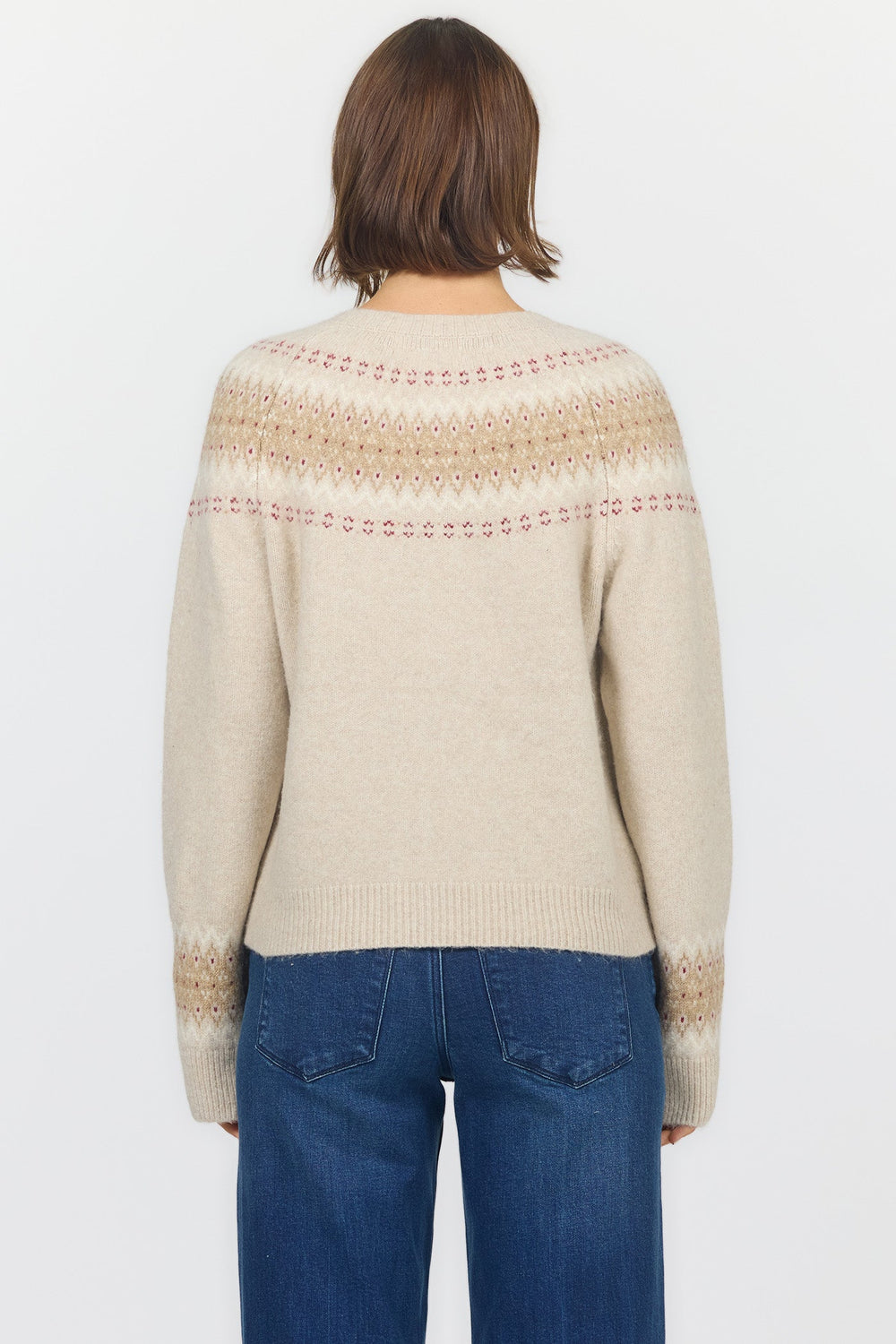 AMINA CREW NECK LONG SLEEVE SWEATER WINTER LATTE