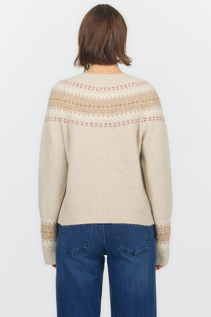 AMINA CREW NECK LONG SLEEVE SWEATER WINTER LATTE