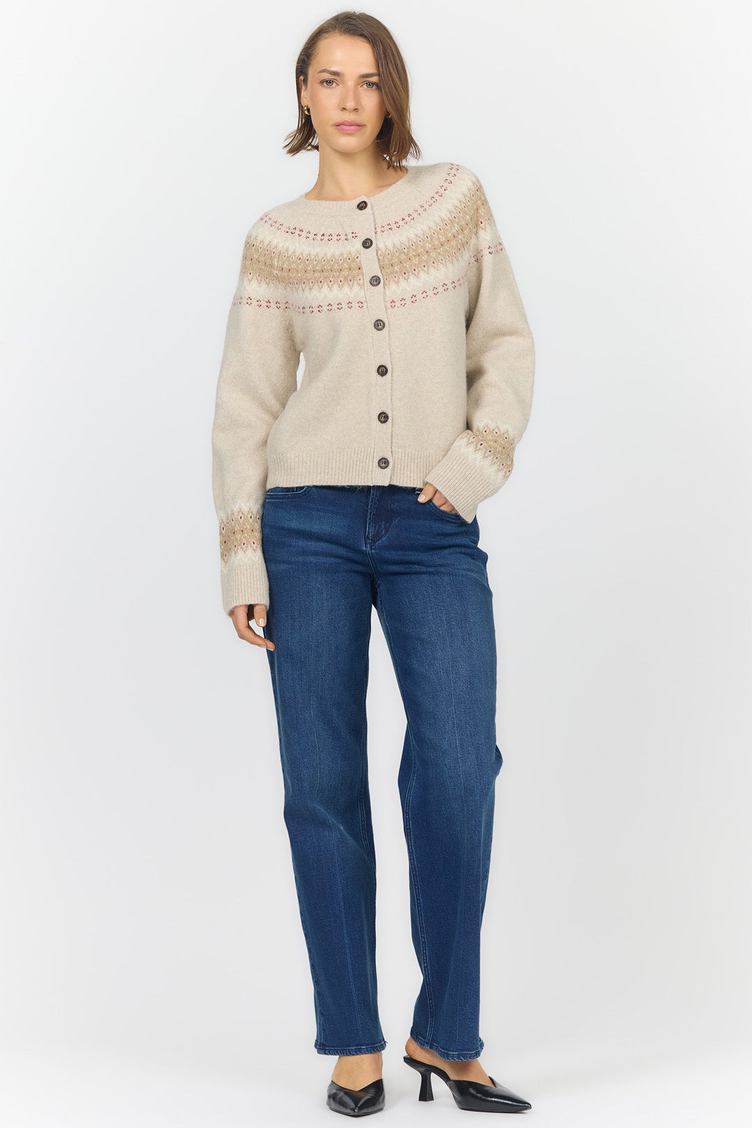 AMINA CREW NECK LONG SLEEVE SWEATER WINTER LATTE
