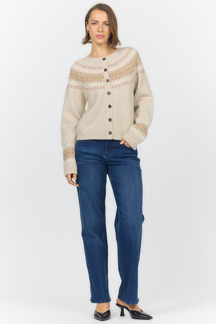 AMINA CREW NECK LONG SLEEVE SWEATER WINTER LATTE