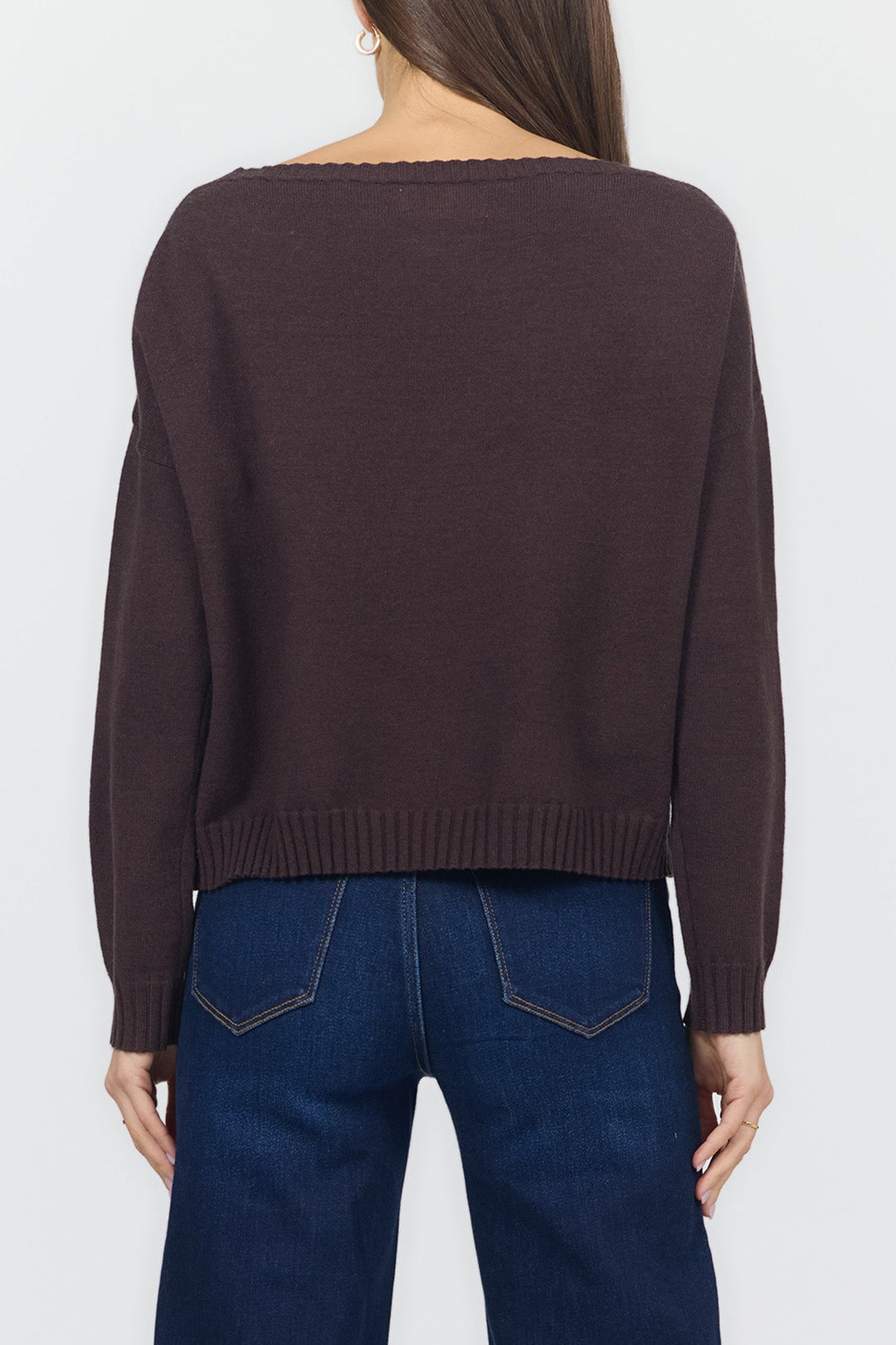 LILIANA BOAT NECK LONG SLEEVE SWEATER SHAVED CHOCOLATE