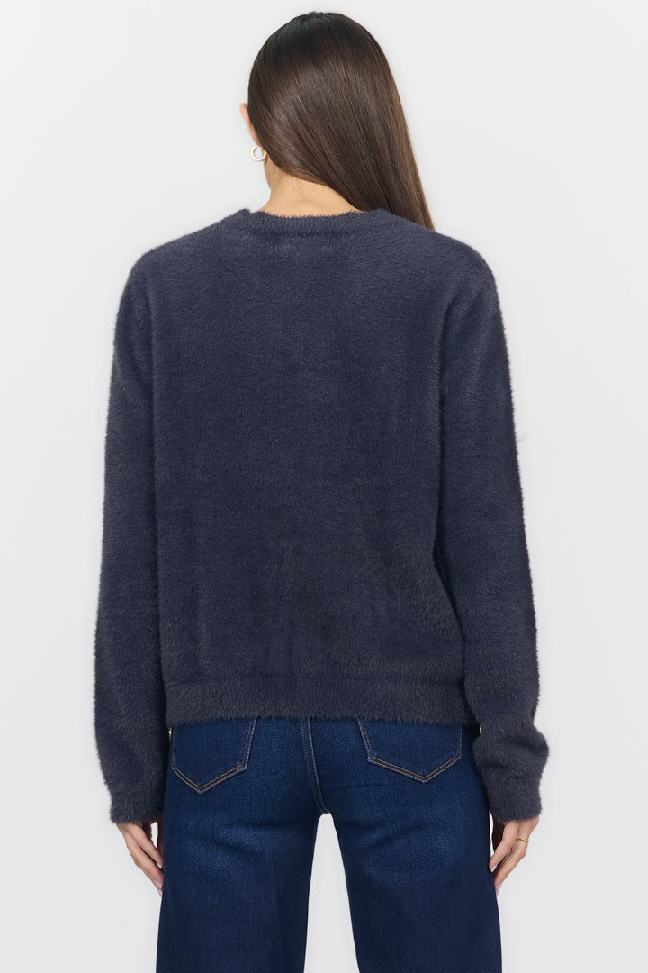 EMERI CREW NECK LONG SLEEVE SWEATER DARKEST BLUE