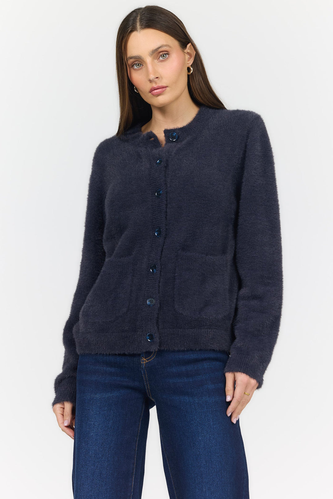 EMERI CREW NECK LONG SLEEVE SWEATER DARKEST BLUE