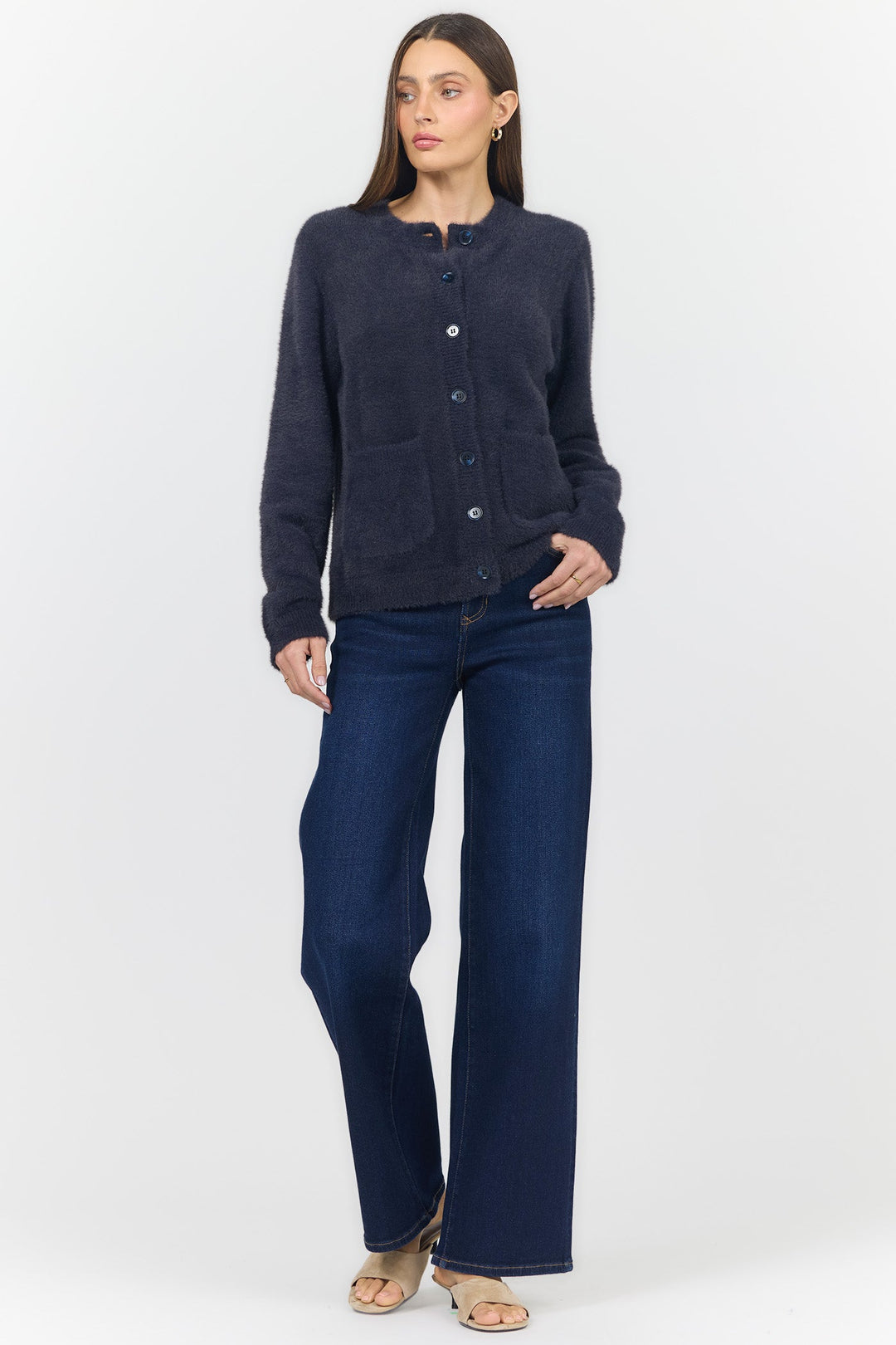 EMERI CREW NECK LONG SLEEVE SWEATER DARKEST BLUE