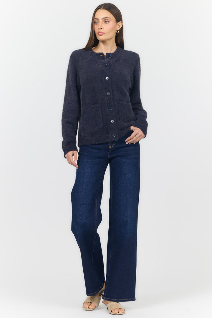 EMERI CREW NECK LONG SLEEVE SWEATER DARKEST BLUE
