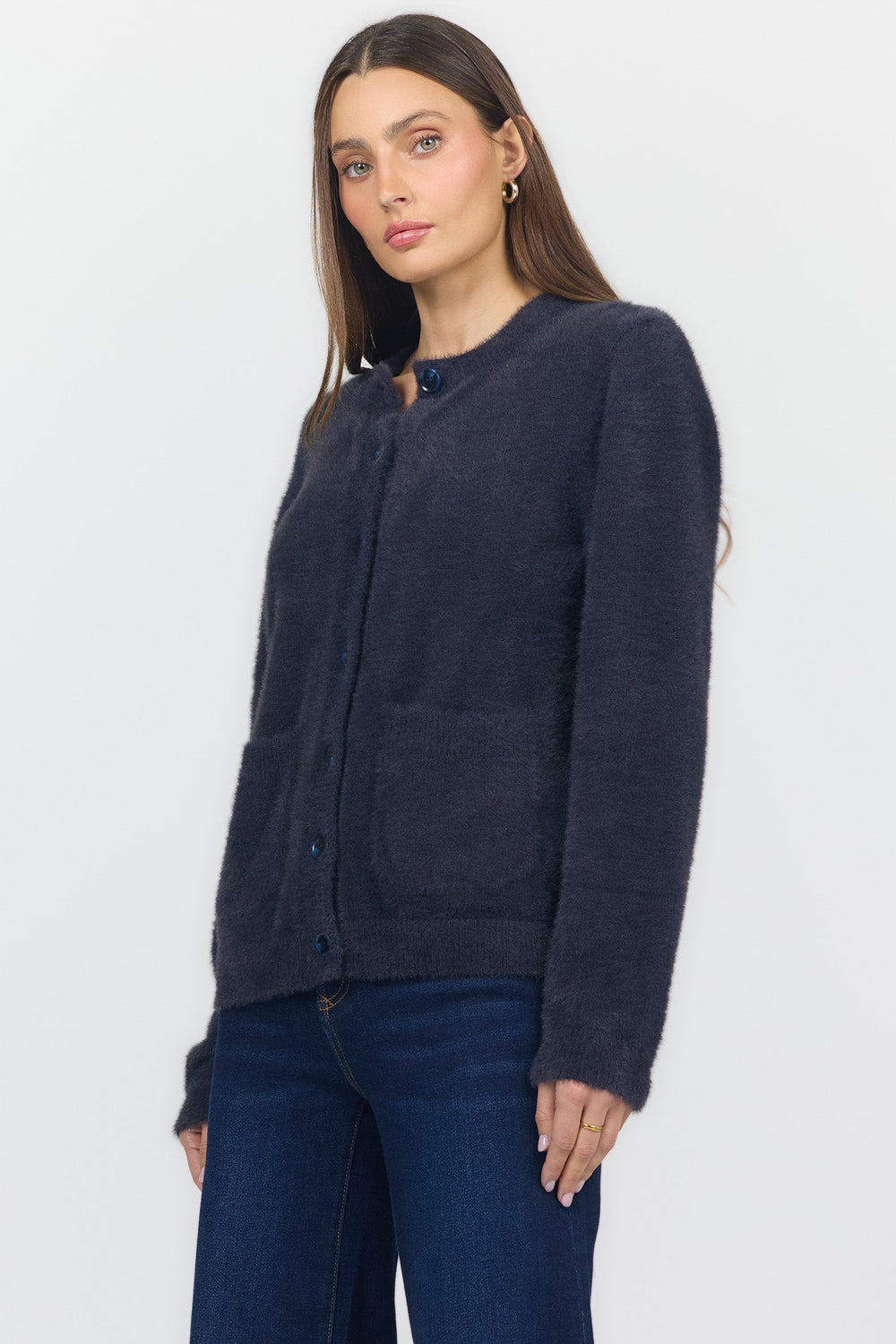 EMERI CREW NECK LONG SLEEVE SWEATER DARKEST BLUE