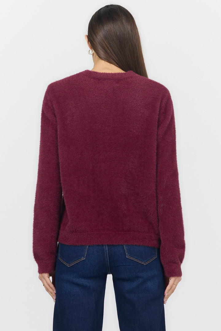 EMERI CREW NECK LONG SLEEVE SWEATER FIG TEA