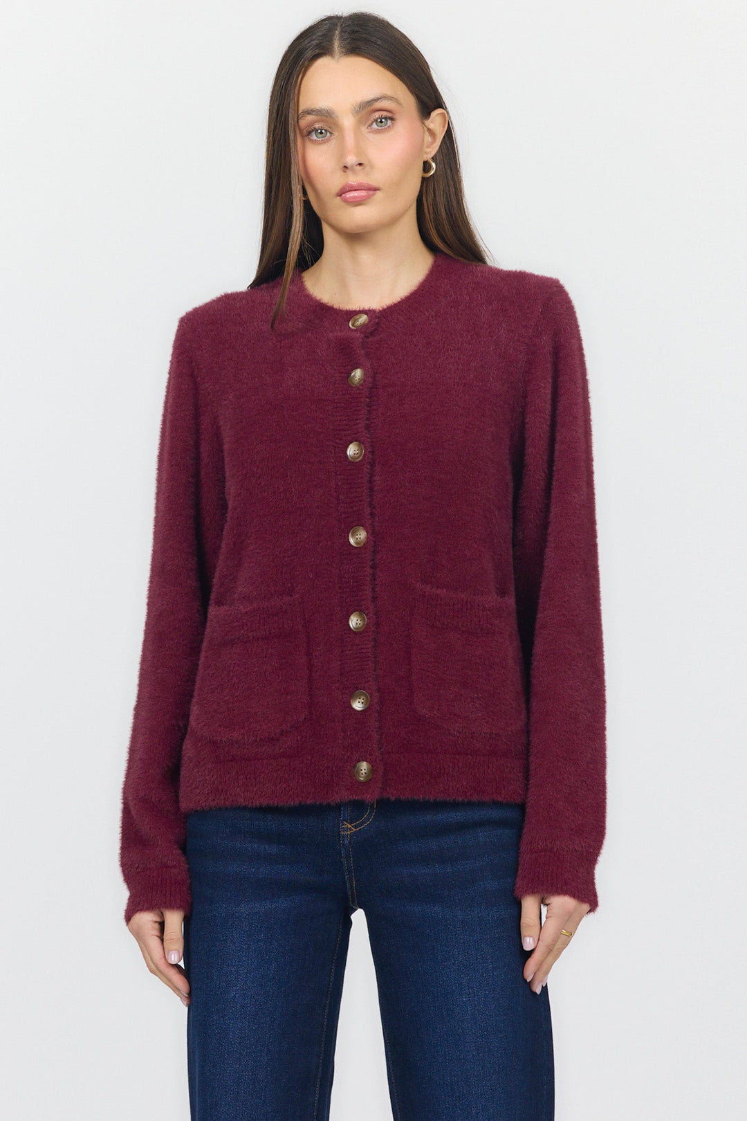EMERI CREW NECK LONG SLEEVE SWEATER FIG TEA