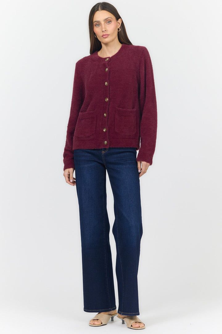 EMERI CREW NECK LONG SLEEVE SWEATER FIG TEA