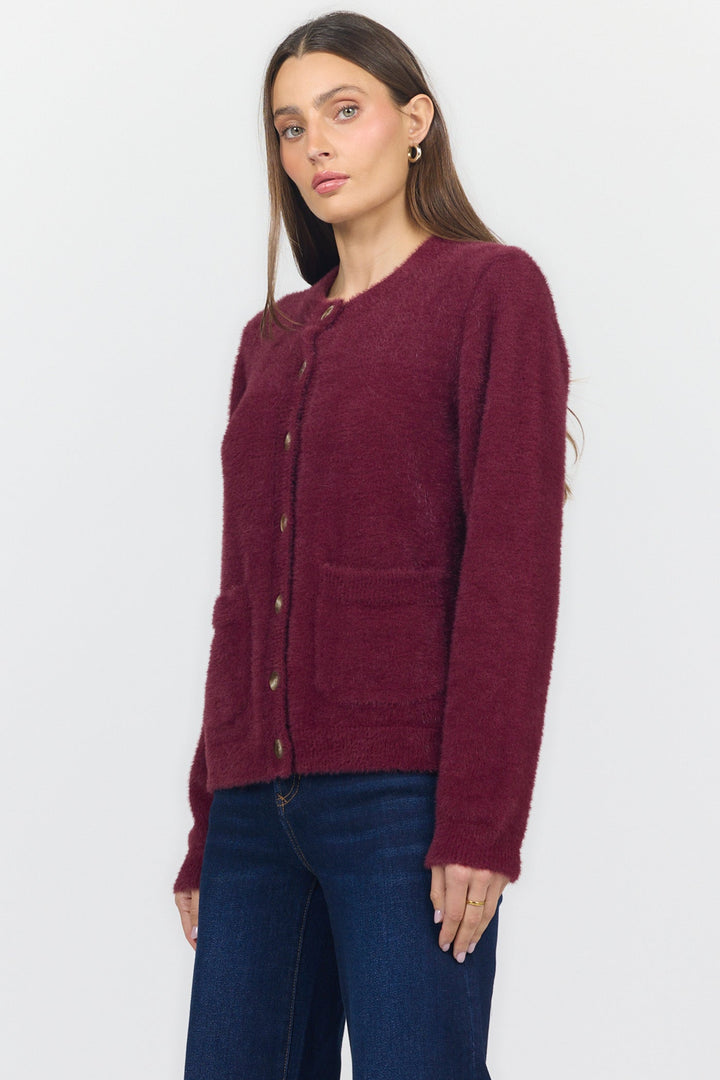EMERI CREW NECK LONG SLEEVE SWEATER FIG TEA