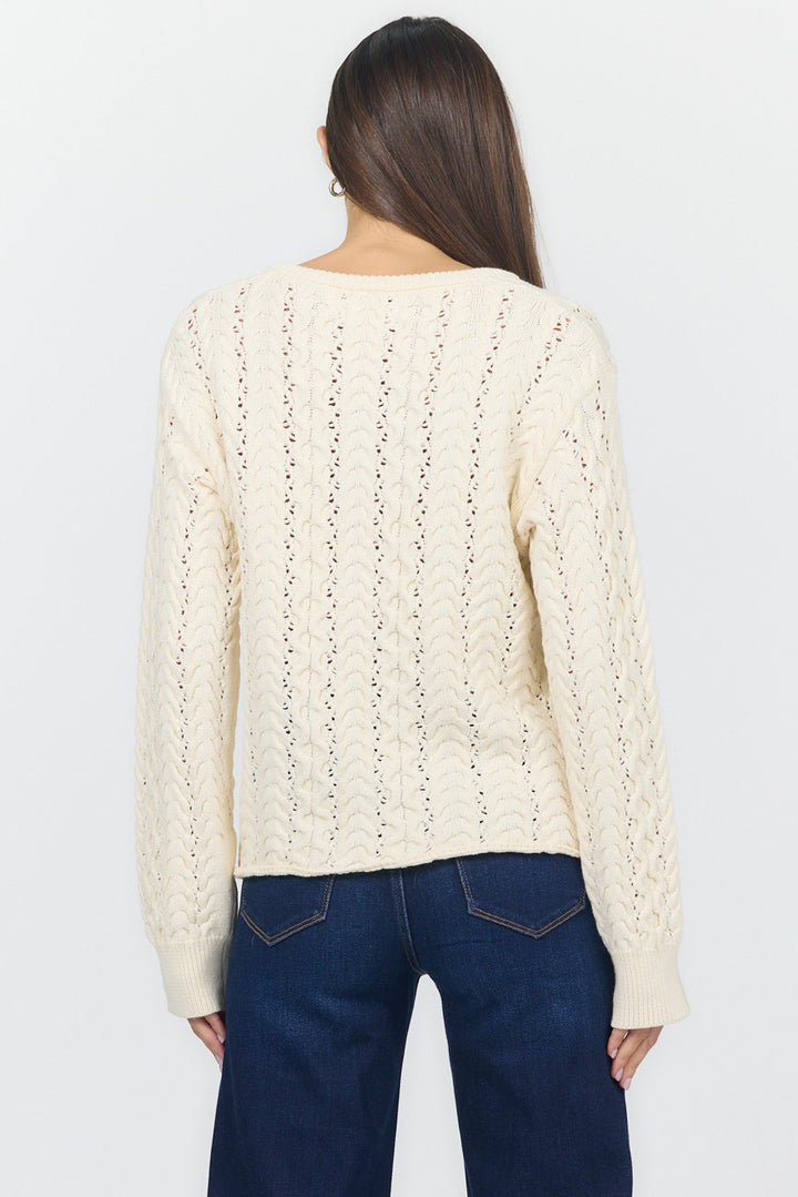 DREYA V-NECK LONG SLEEVE SWEATER CREAM
