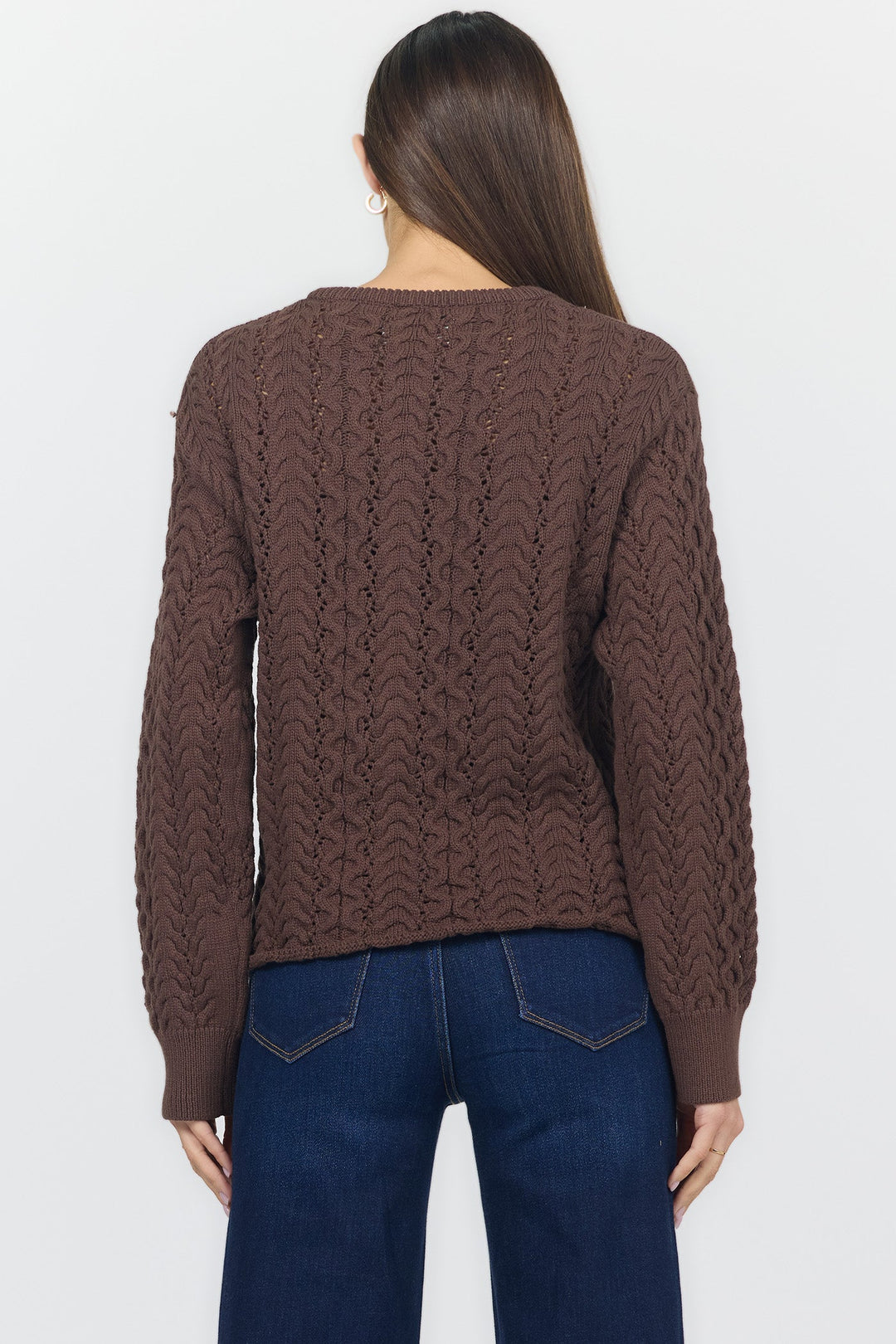 DREYA CREW NECK LONG SLEEVE SWEATER MELTED CHOCOLATE