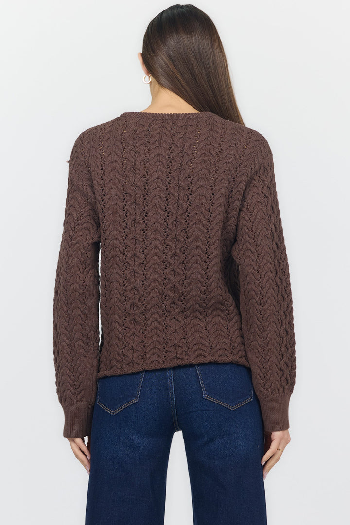 DREYA CREW NECK LONG SLEEVE SWEATER MELTED CHOCOLATE