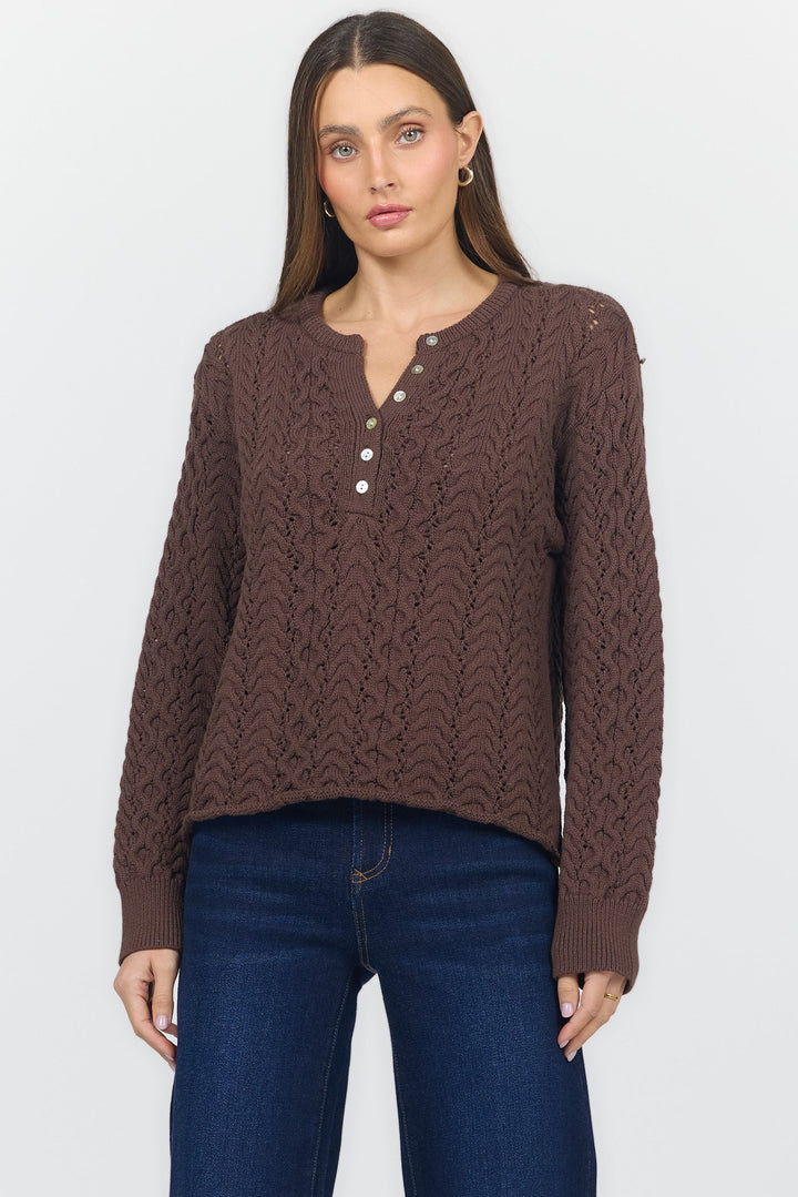 DREYA CREW NECK LONG SLEEVE SWEATER MELTED CHOCOLATE