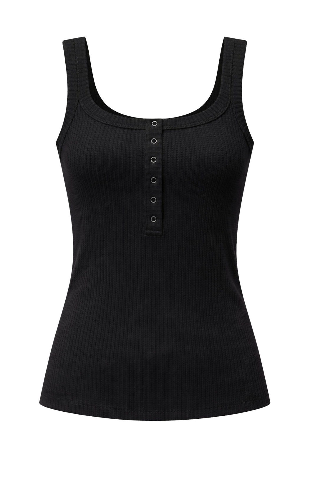 BROOKE FITTED BUTTON FRONT TANK BLACK