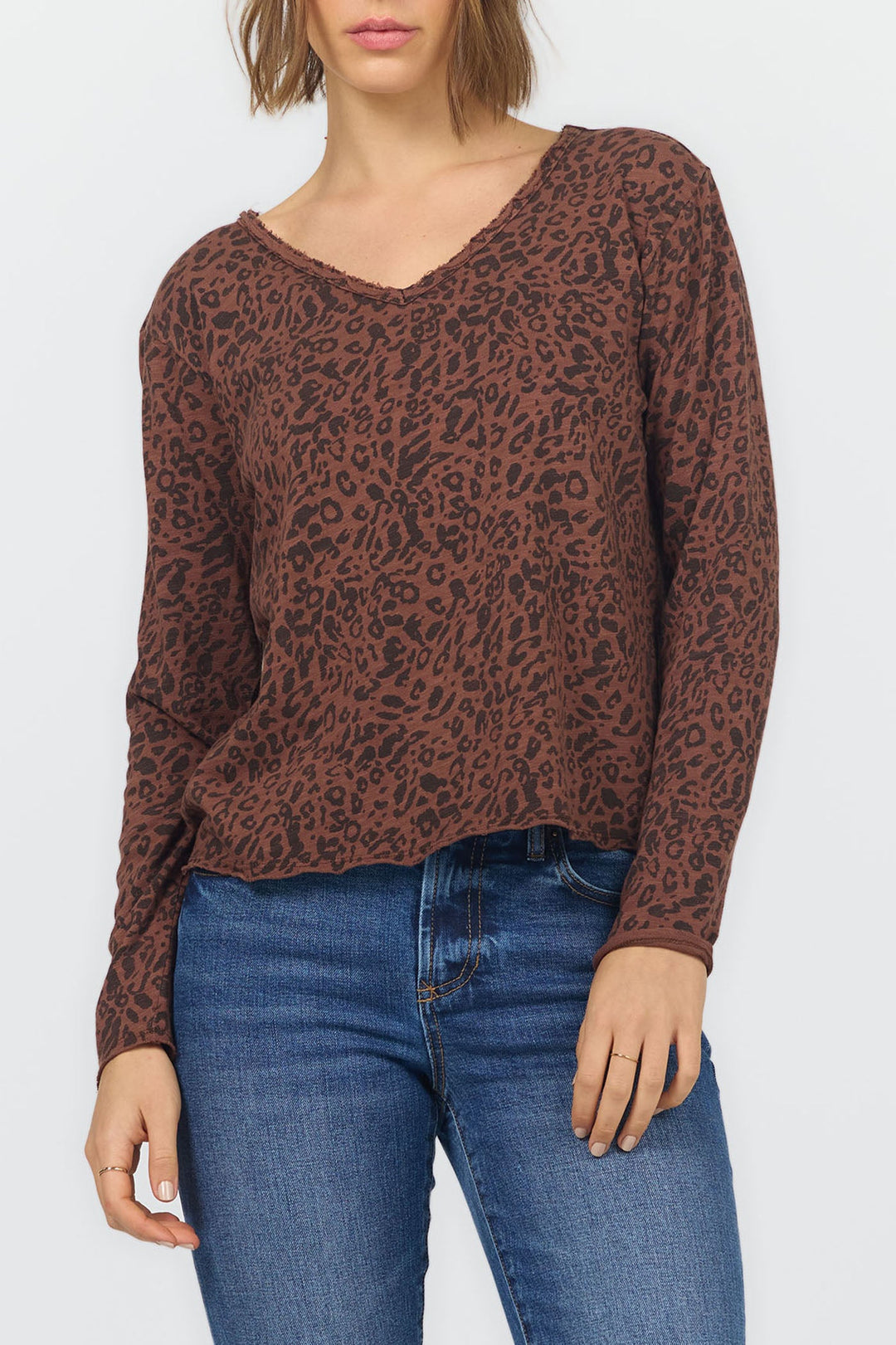 VANYA LONG SLEEVE TEE BROWN LEOPARD