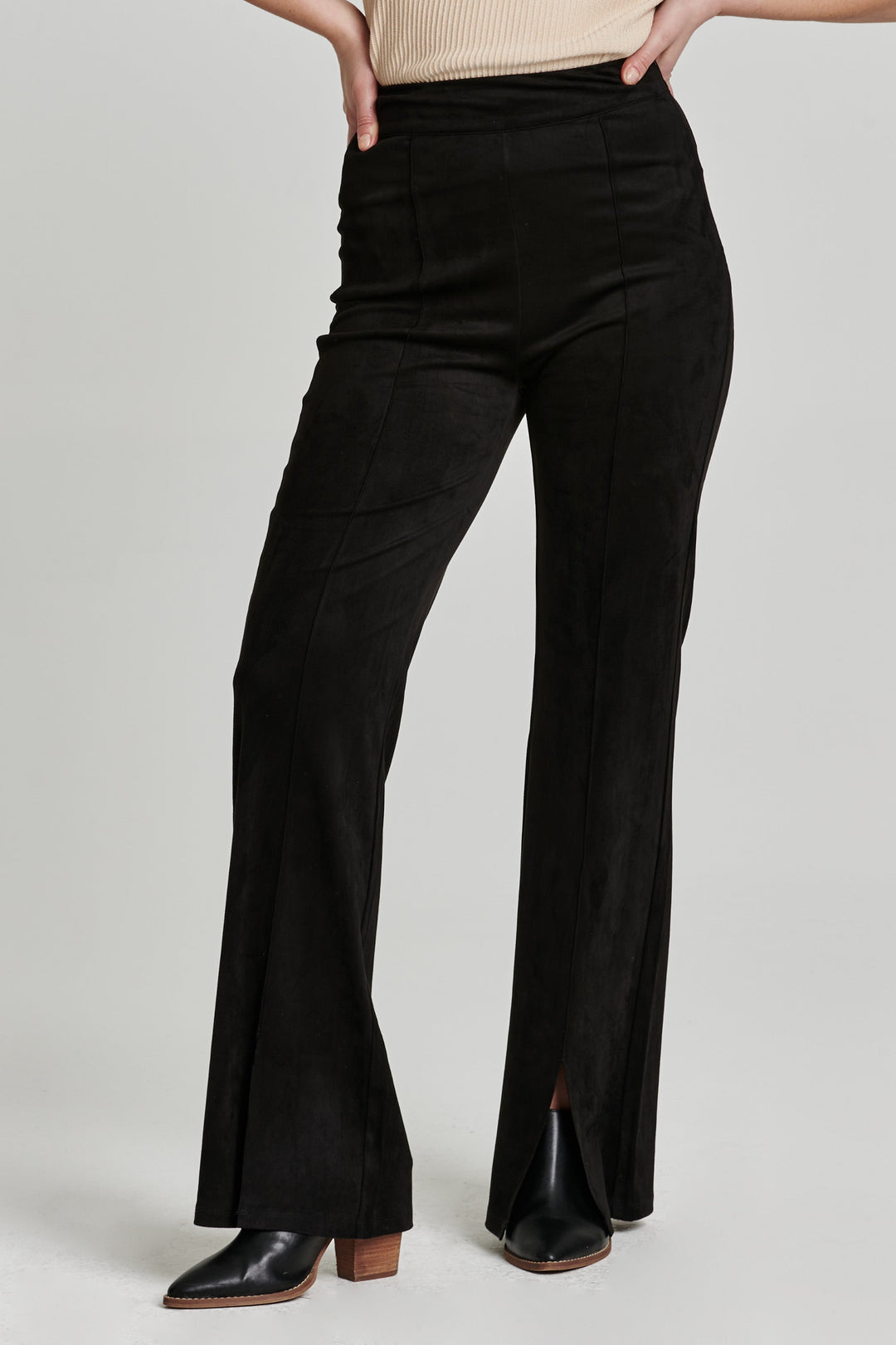 FALLON FLARE SLIT HEM PANT BLACK