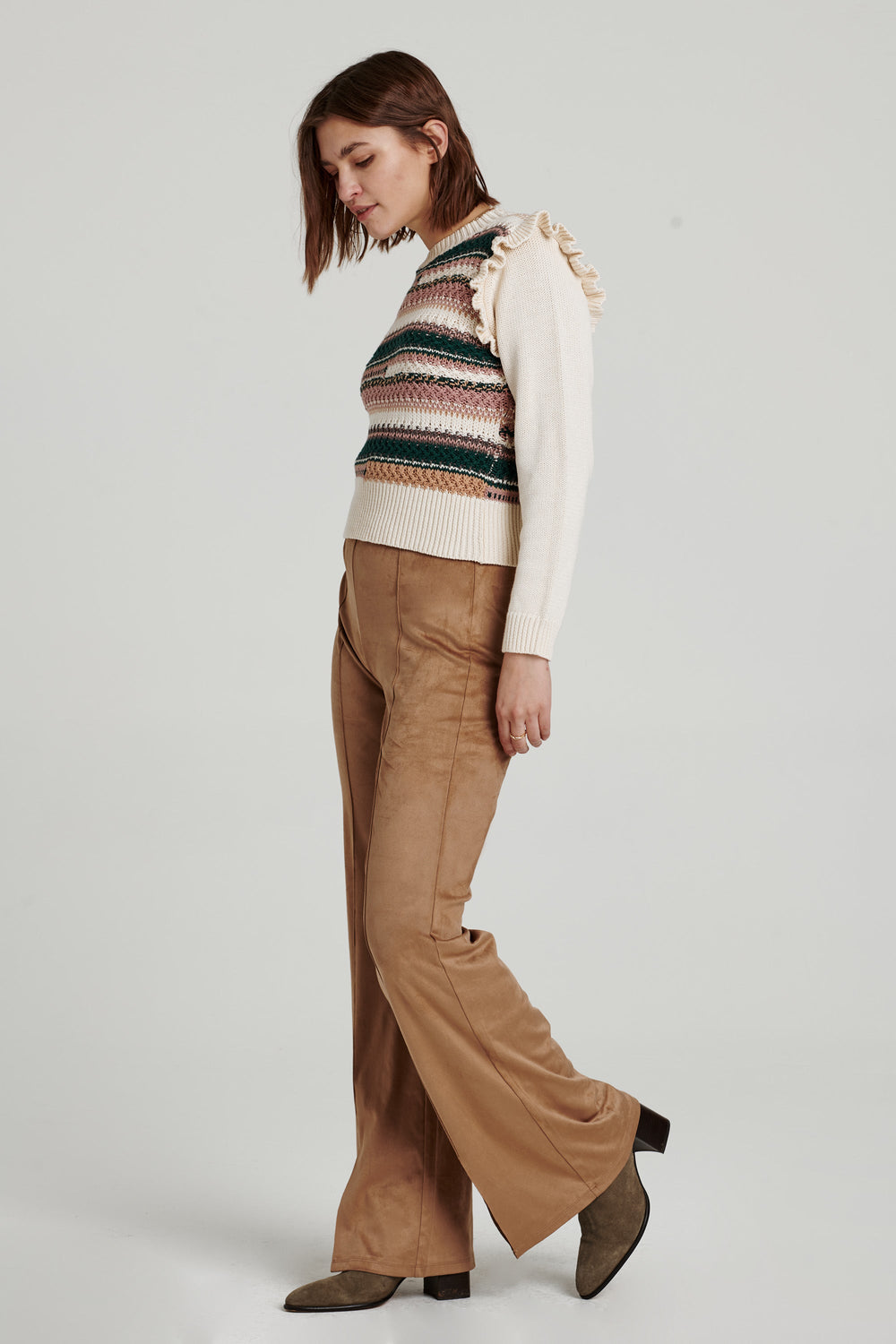FALLON FLARE SLIT HEM PANT WALNUT