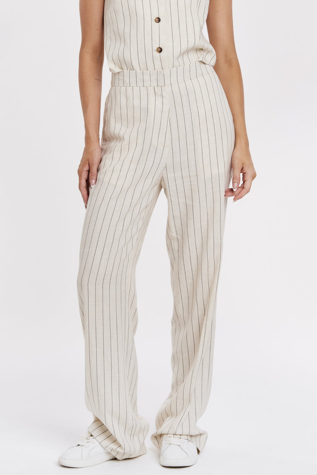 AZULA TROUSER CREAM/BLACK PINSTRIPE