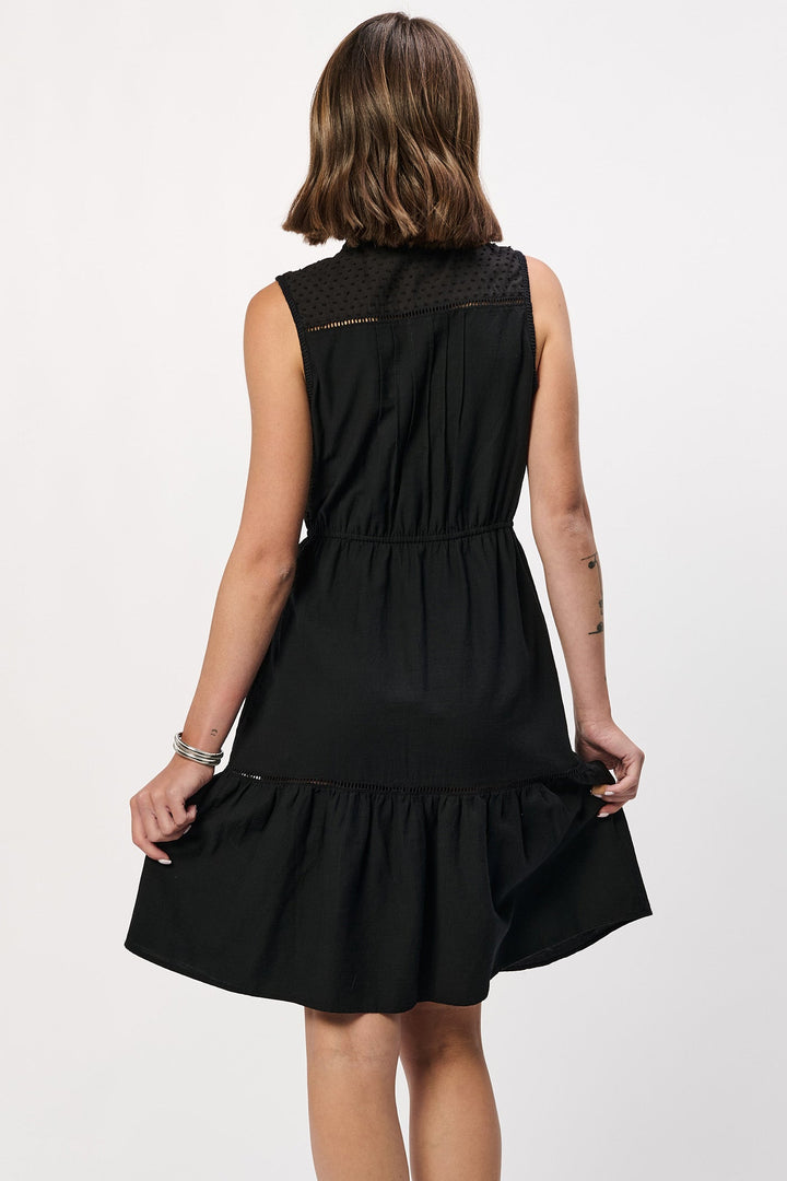 PRISHA SLEEVELESS PINTUCK DETAIL MINI DRESS BLACK