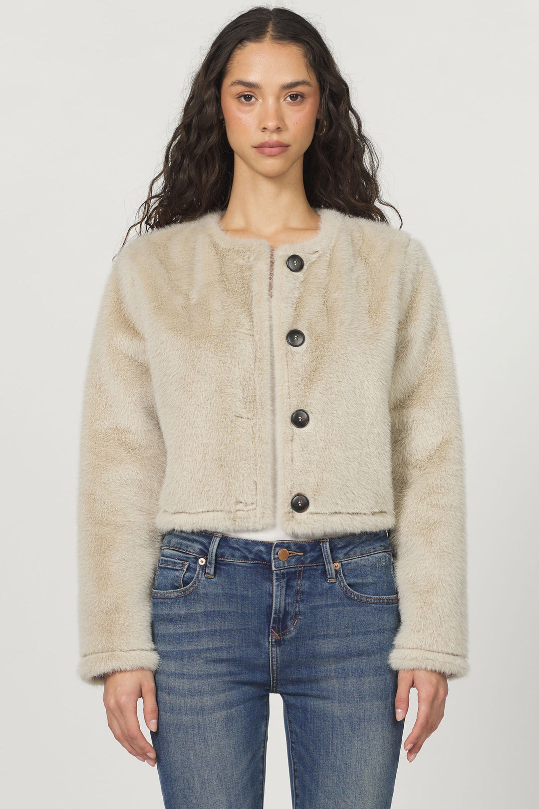 SUVI ROUND NECK FUZZY TOP OYSTER