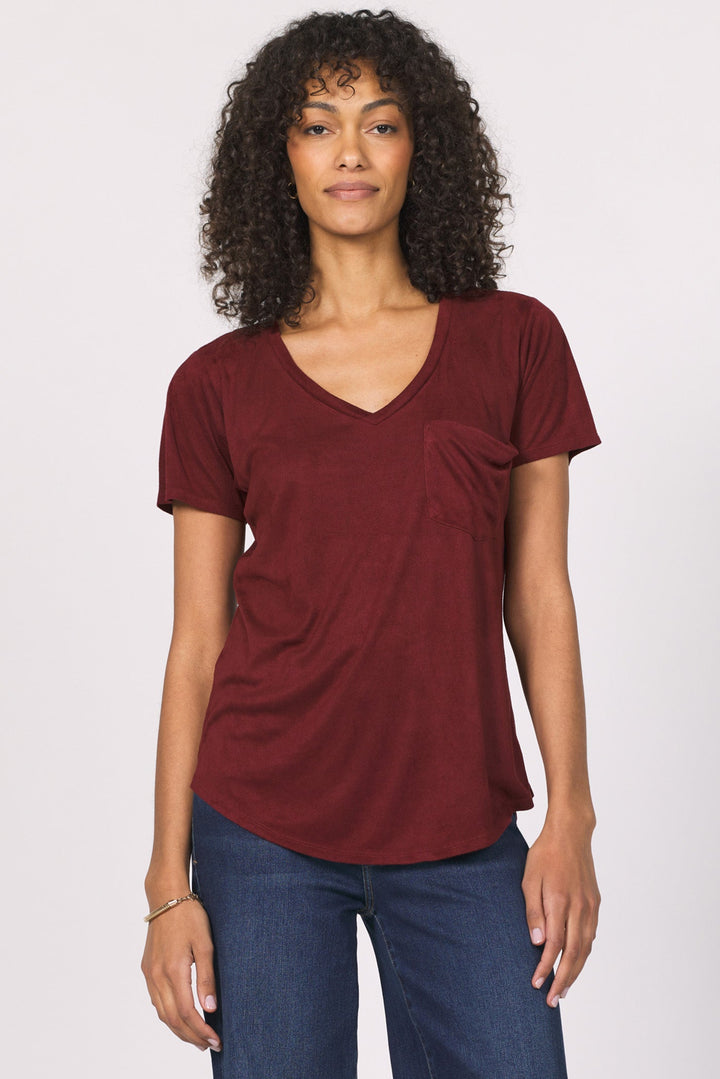 PHOENIX V-NECK SHORT SLEEVE TOP COMPOTE