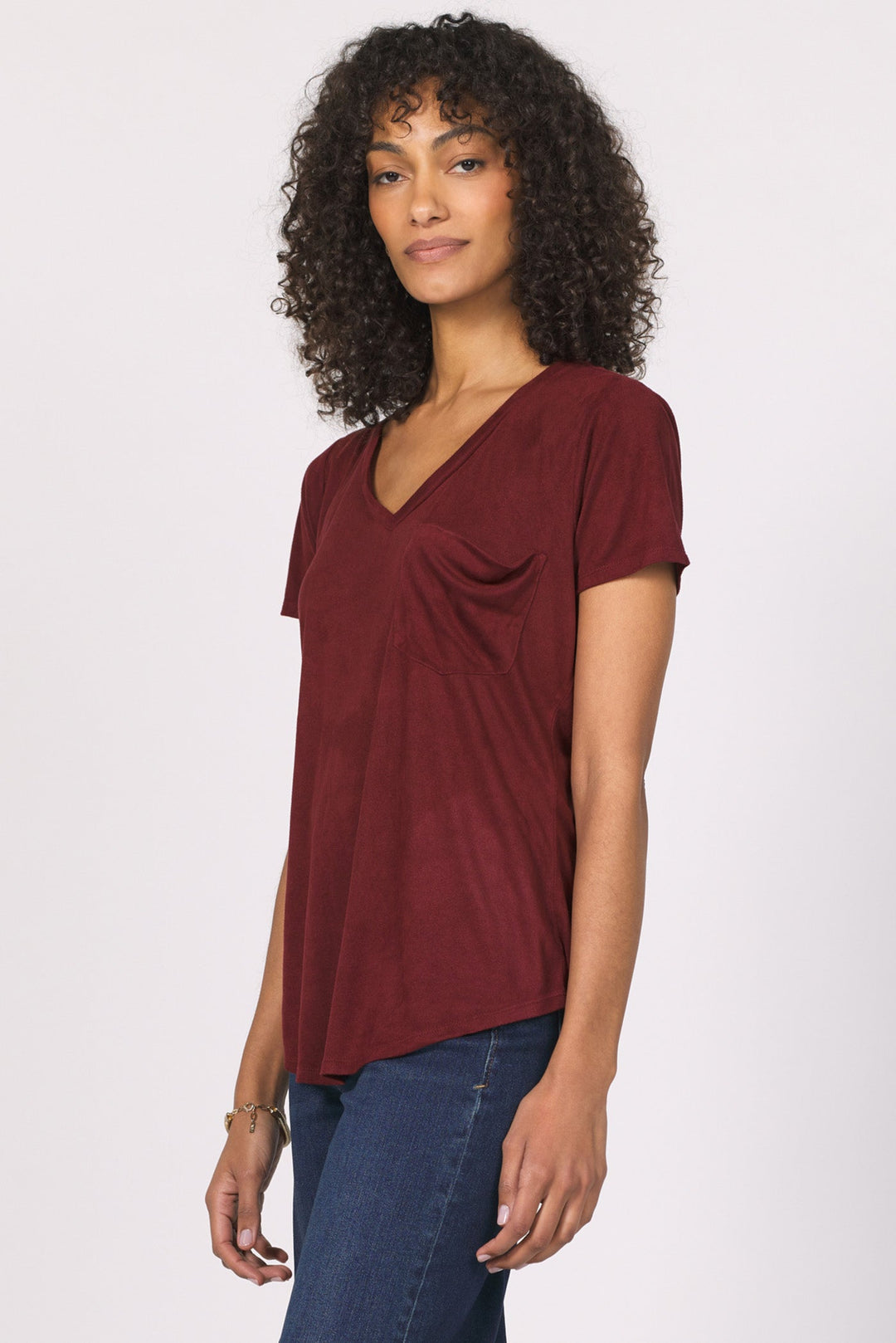 PHOENIX V-NECK SHORT SLEEVE TOP COMPOTE
