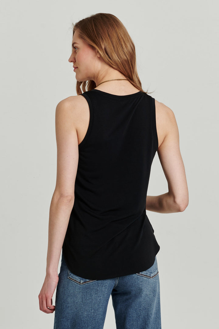 ELLIS V-NECK TANK WITH CURVED HEM BLACK