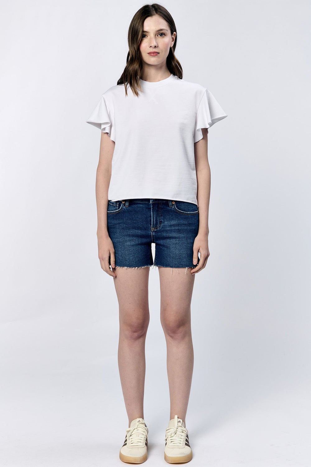 MILANI SHORT RUFFLE SLEEVE TOP WHITE