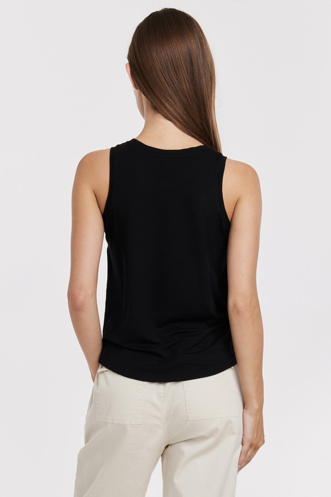 LOLA MIX MEDIA ROUND HEM TOP BLACK