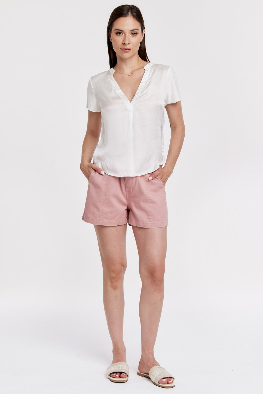 LILO MIX MEDIA SHORT SLEEVE TOP WHITE