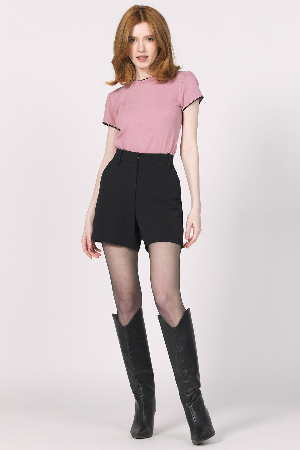ZUMA CONTRAST TRIM DETAIL TEE MISTY MAUVE