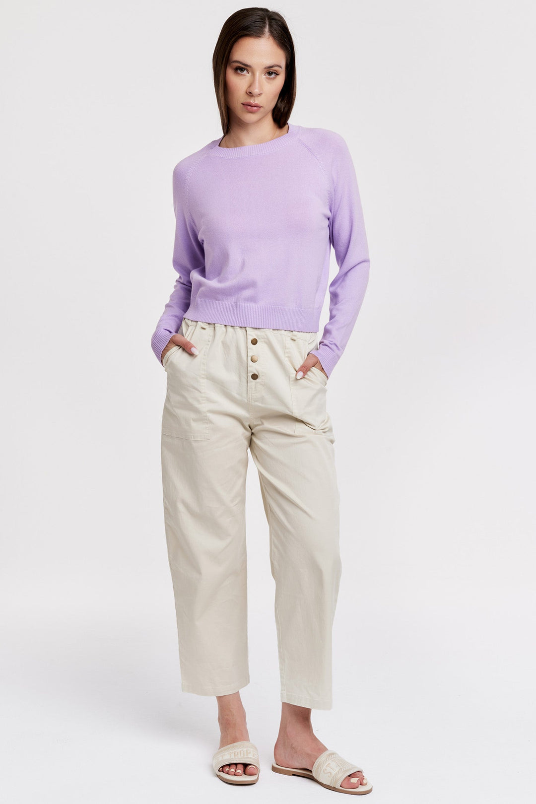 MARITZA CREW NECK RAGLAN SLEEVE TOP DEWY IRIS