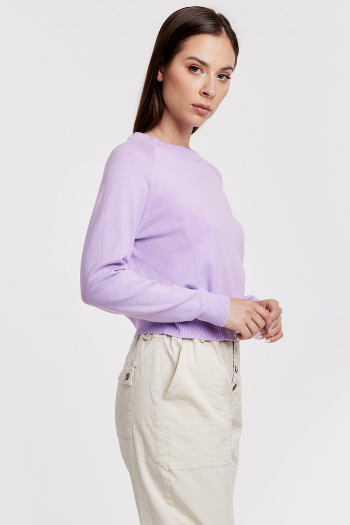 MARITZA CREW NECK RAGLAN SLEEVE TOP DEWY IRIS