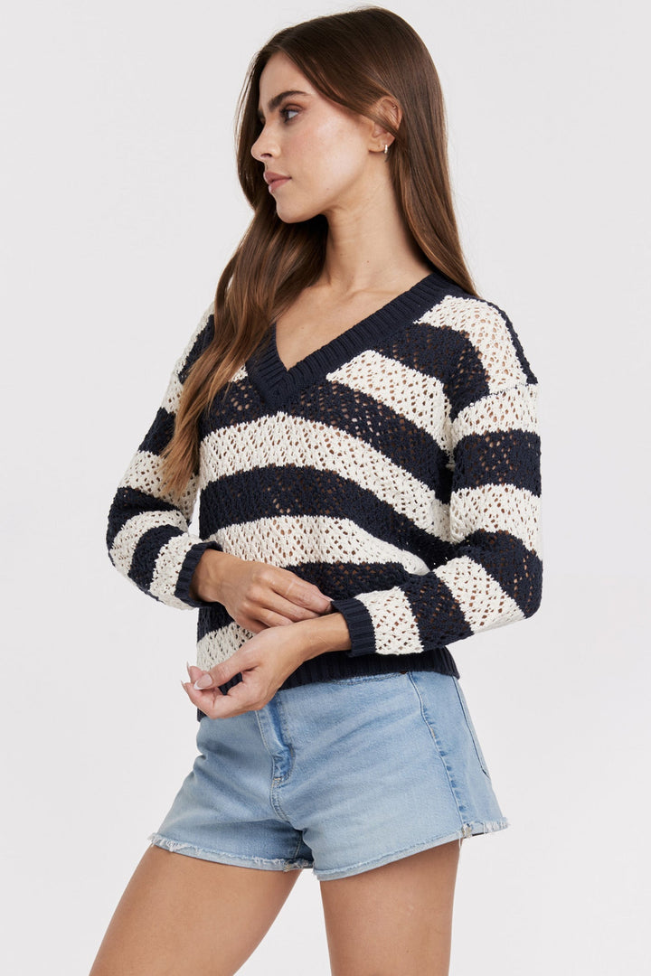 ALANI NOVELTY SWEATER NAVY CREAM STRIPE