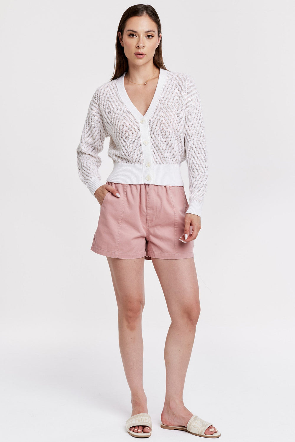 SANA DIAMOND PATTERN CROCHET TOP WHITE
